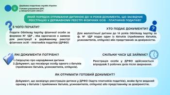 Який порядок отримання дитиною до 14 років документа, що засвідчує реєстрацію в Державному реєстрі фізичних осіб - платників податків?