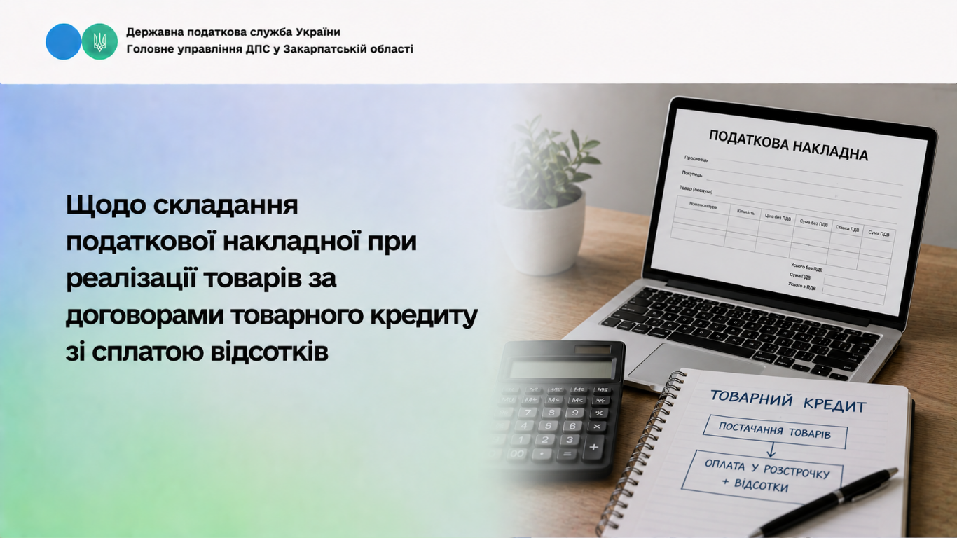 Щодо складання податкової накладної при реалізації товарів за договорами товарного кредиту зі сплатою відсотків