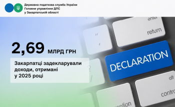 Закарпатці задекларували 2,69 млрд грн доходів, отриманих у 2025 році
